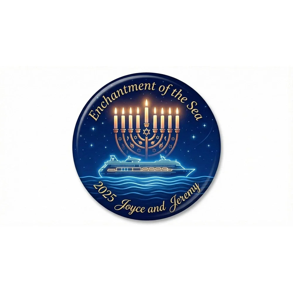 Hanukkah Cruise Door Magnet Personalized Ship & Name Custom Enchantment Sea